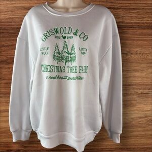 Griswold Tree Farm Women L White Sweatshirt National Lampoon Xmas Vacation (711